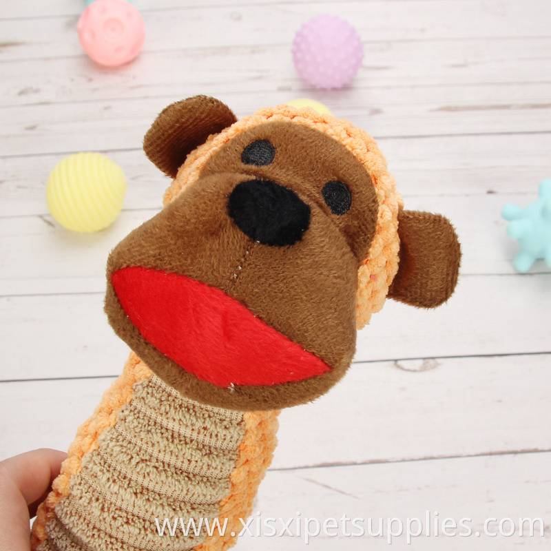 Squeaky pet toy plush monkey pig dog toy for chew and tug tail inside crinkle paper